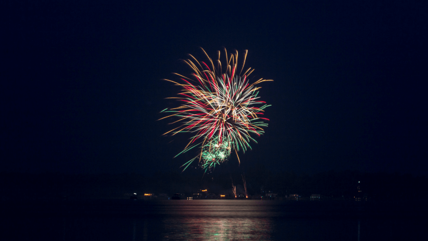 Fireworks over water