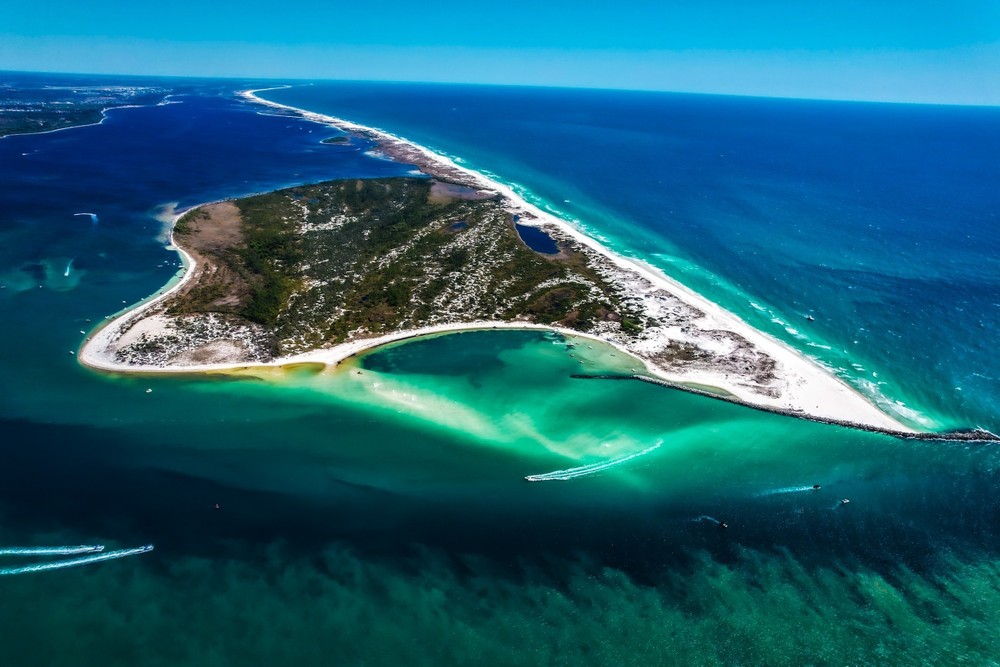 Drone shot of shell island